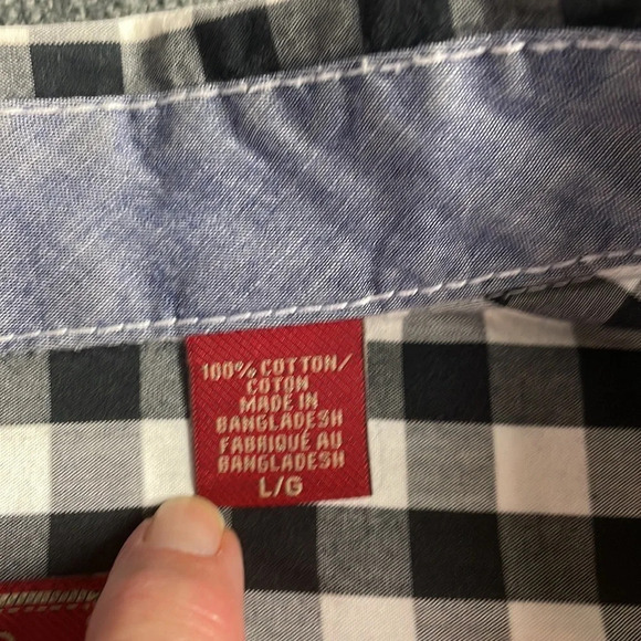 Izod Luxury Sport Men’s Button Down Shirt Size Large Black White Check - Picture 5 of 9